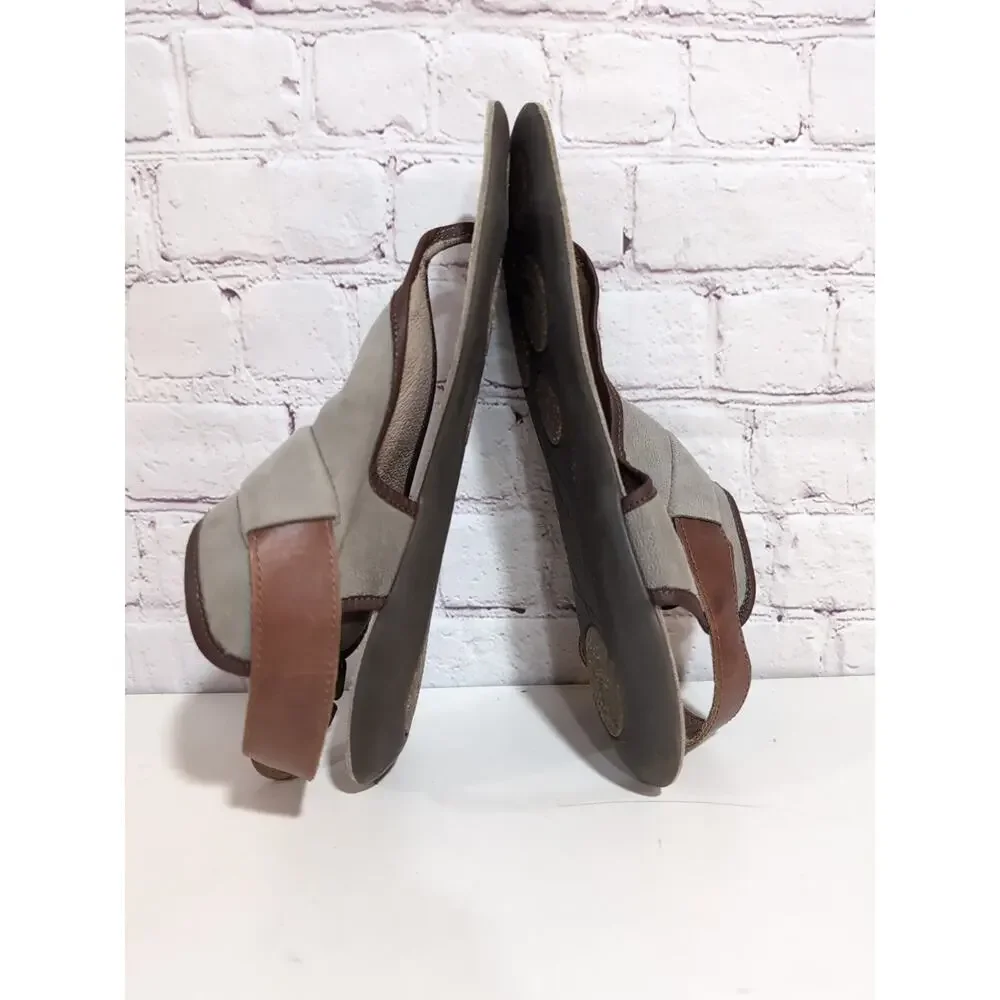 Fly London Miya Tan Khaki Leaher Thong Ankle Wrap Sandals Flats Size 40 US 8.5